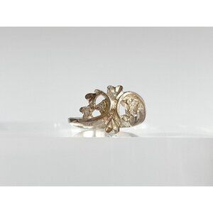 Multi Heart Shaped Carved Love Themed Sterling Silver 925 Vintage Ring - sz 6